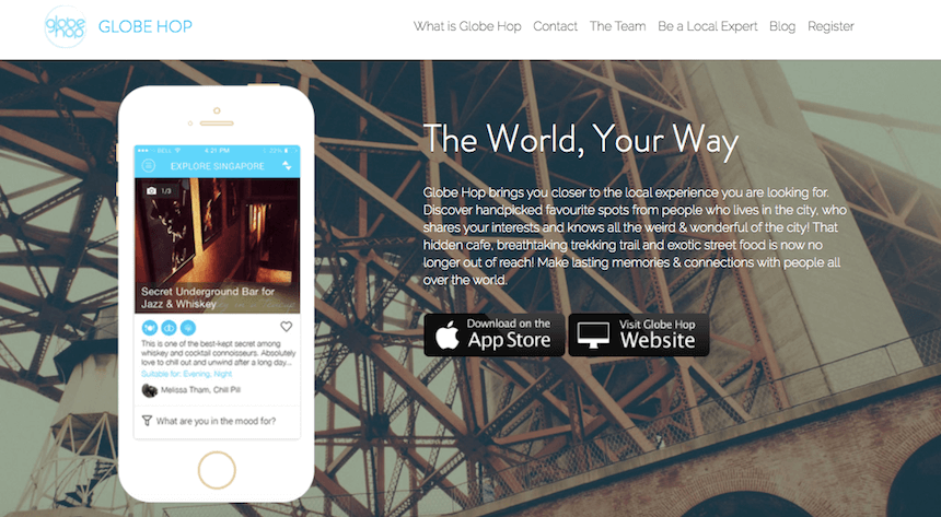 A Strikingly user's website promoting an app where you can learn about people's experiences in a certain city A Strikingly user's website promoting an app where you can learn about people's experiences in a certain city